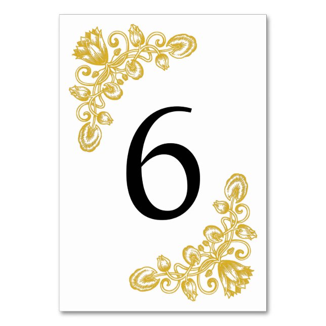 Vintage Gold Table 6 Table Number (Front)
