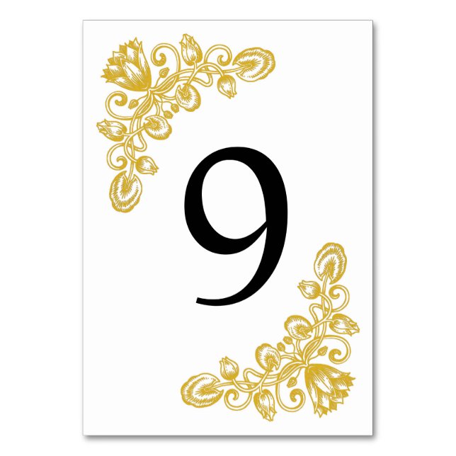 Vintage Gold Table 9 Number (Front)
