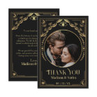 Vintage Gold Tarot Card Photo Wedding Thank You