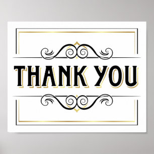 Vintage Gold THANK YOU Sign Print