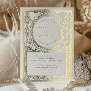 Vintage Gold Wedding Ornate Laurel Design