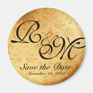Vintage Gold Wedding Save the Date Magnet