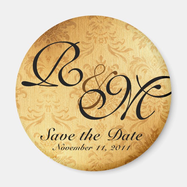 Vintage Gold Wedding Save the Date Magnet (Front)