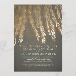 Vintage Gold Willow Tree Branches Engagement Party Invitation