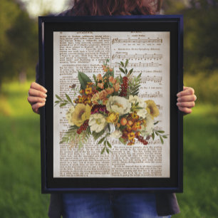Vintage Golden Bouquet Poster