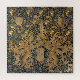 Vintage Golden Deer and Royal Crest Design (1501) Jigsaw Puzzle