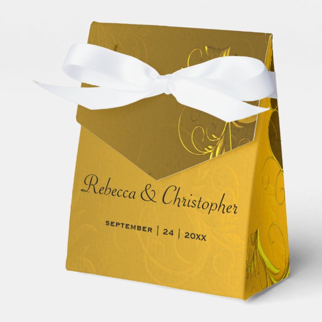Vintage Golden Elegance Wedding  Favor Box (Front Side)
