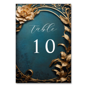 Vintage golden flowers wedding table number