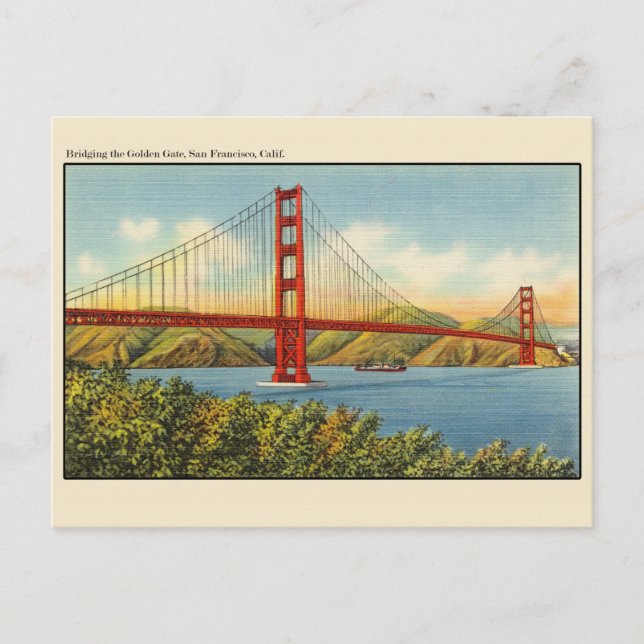 Vintage Golden Gate Bridge San Francisco Postcard (Front)