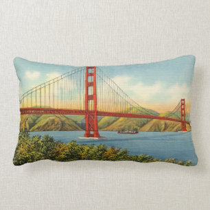 Vintage Golden Gate Bridge San Francisco Travel Lumbar Pillow