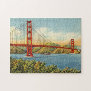 Vintage Golden Gate Bridge San Francisco Travel Po Jigsaw Puzzle