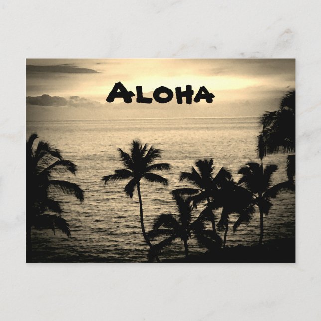 Vintage Golden Hawaiian Sunset Postcard (Front)