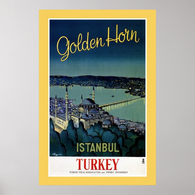 Vintage Golden Horn Istanbul Turkey travel Poster (Front)