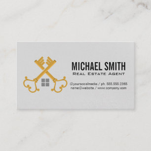 Vintage Golden Keys Cross   Real Estate Business Card