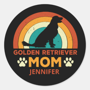 Vintage Golden Lab Dog Mom Sunset Personalized Classic Round Sticker