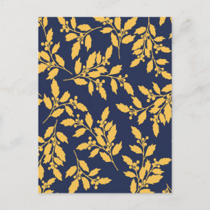 Vintage Golden Mistletoe Holiday Postcard