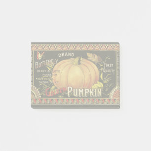 Vintage Golden Pumpkin Crate Label: Antique Fall Post-it Notes