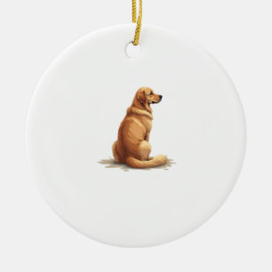 Vintage Golden Retriever Back View Dog Lover Illus Ceramic Ornament
