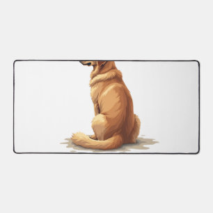 Vintage Golden Retriever Back View Dog Lover Illus Desk Mat