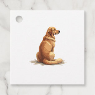 Vintage Golden Retriever Back View Dog Lover Illus Favour Tags