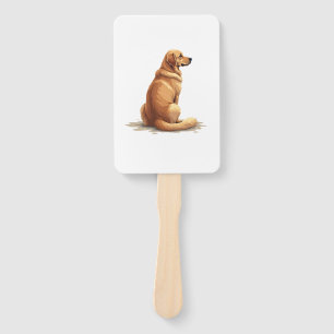 Vintage Golden Retriever Back View Dog Lover Illus Hand Fan