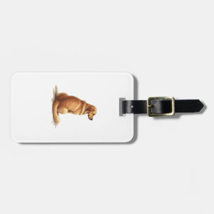 Vintage Golden Retriever Back View Dog Lover Illus Luggage Tag