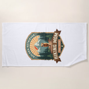 Vintage Golden Retriever Hiking Mom Trail Tested M Beach Towel