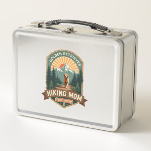 Vintage Golden Retriever Hiking Mom Trail Tested M Metal Lunch Box