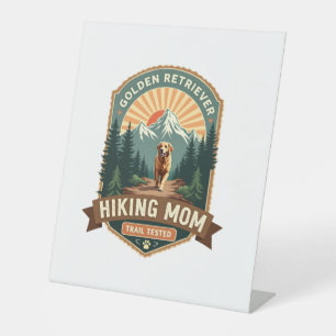 Vintage Golden Retriever Hiking Mom Trail Tested M Pedestal Sign