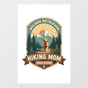 Vintage Golden Retriever Hiking Mom Trail Tested M Window Cling