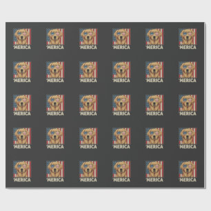 Vintage Golden Retriever 'Merica Flag Wrapping Paper