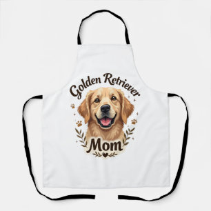 Vintage Golden Retriever Mom Dog Lover Typography  Apron