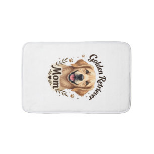 Vintage Golden Retriever Mom Dog Lover Typography  Bath Mat