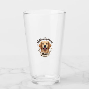 Vintage Golden Retriever Mom Dog Lover Typography  Glass