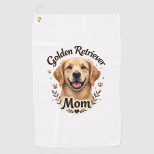 Vintage Golden Retriever Mom Dog Lover Typography  Golf Towel