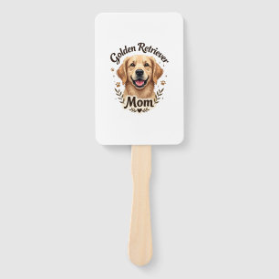 Vintage Golden Retriever Mom Dog Lover Typography  Hand Fan