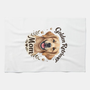 Vintage Golden Retriever Mom Dog Lover Typography  Kitchen Towel