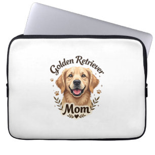 Vintage Golden Retriever Mom Dog Lover Typography  Laptop Sleeve