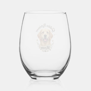 Vintage Golden Retriever Mom Dog Lover Typography Stemless Wine Glass