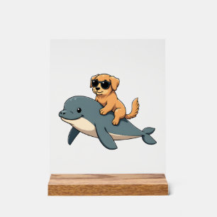 Vintage Golden Retriever montant une baleine blanc