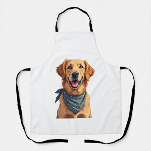 Vintage Golden Retriever Portrait with Colourful B Apron