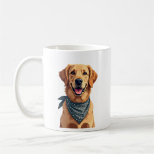 Vintage Golden Retriever Portrait with Colourful B Coffee Mug