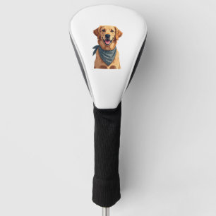 Vintage Golden Retriever Portrait with Colourful B Golf Head Cover