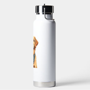 Vintage Golden Retriever Portrait with Colourful B Water Bottle