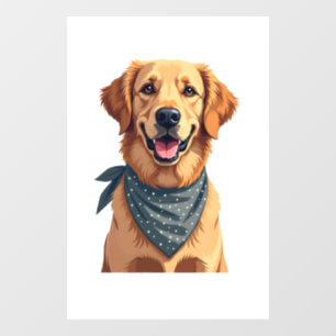 Vintage Golden Retriever Portrait with Colourful B Window Cling