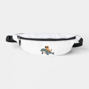 Vintage Golden Retriever Riding Beluga Whale Funny Fanny Pack