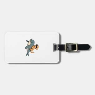 Vintage Golden Retriever Riding Beluga Whale Funny Luggage Tag