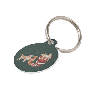 Vintage Golden Retriever Santa Christmas Dog Mom Pet Tag