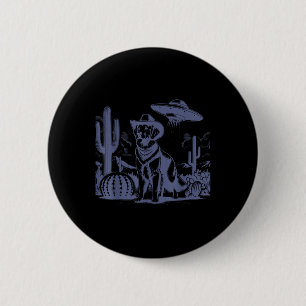 Vintage Golden Retriever Ufo 90s Retro Western Cow 2 Inch Round Button