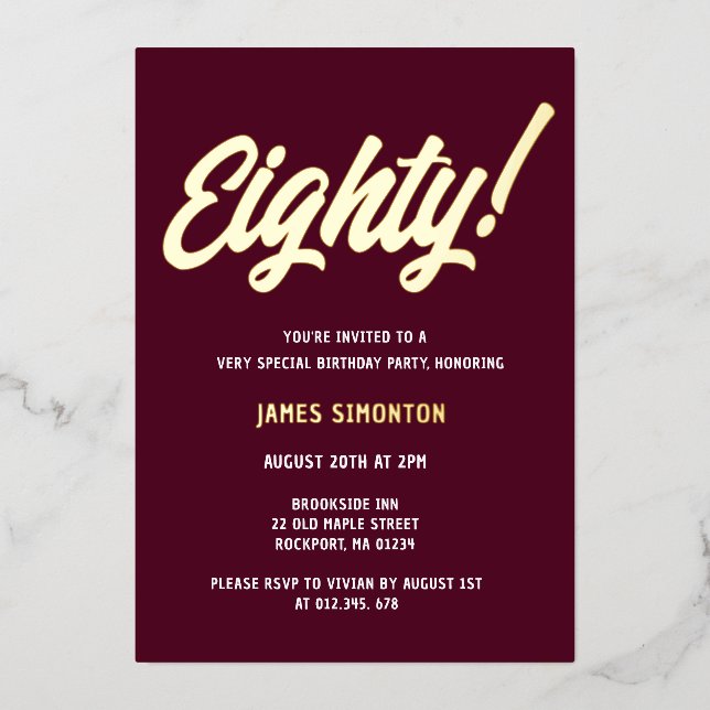 Vintage Golden Script 80th Birthday Party (Front)